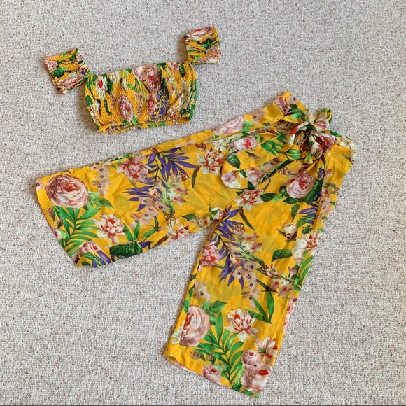 Yellow Floral Two Piece Set - Picture 2 of 7